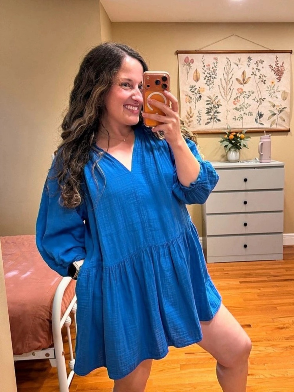 Velvet by Graham & Spencer Cotton Gauze Mini Dress in Blue Size XS Like New